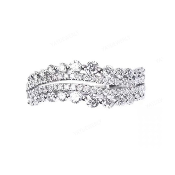 STERLING SILVER DIAMOND RING - Picture 1 of 12